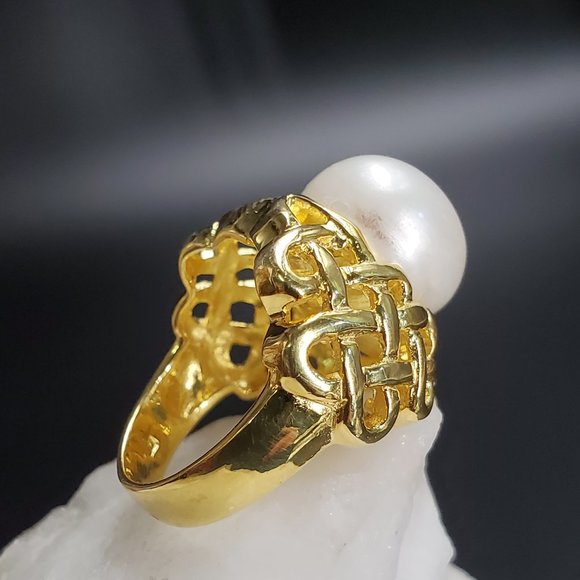 Sterling Silver 925/18kt Gold Natural Large Pearl Unique Silversmith Gift